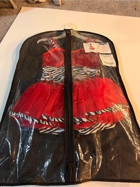 Red Tulle Party Dress with Zebra Trim for Girls